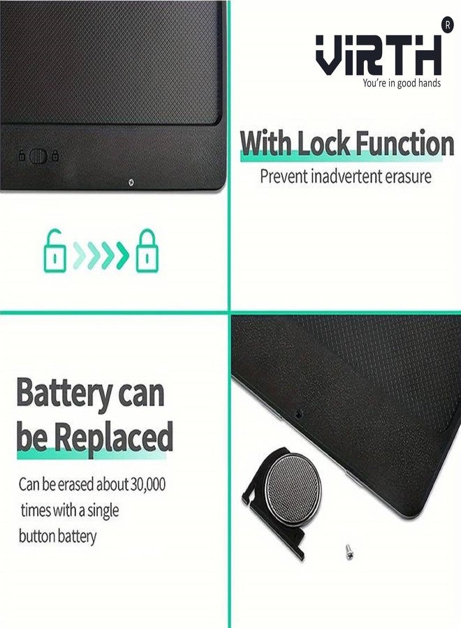 VIRTH® 12 INCH LCD Writing Tablet Toy Cum Slate with Stylus for Kids - Doodle and Scribbler Digital Drawing Board (12 INCH Slate) - Image 2